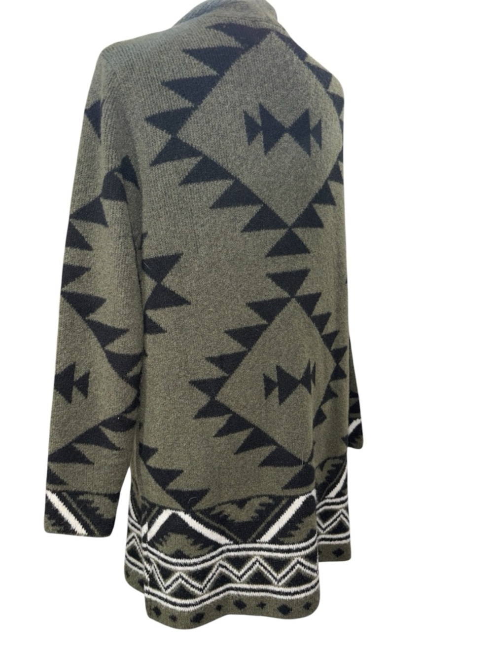 FRYE Green and White Aztec Knit Cardigan Y2K Casual Size L - Picture 4 of 5
